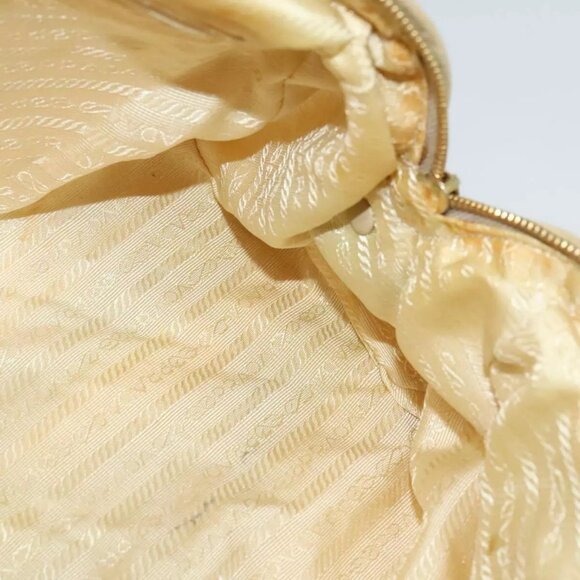 PRADA Chain Hand Bag Nylon Beige Gold Auth mr979 - Picture 10 of 16